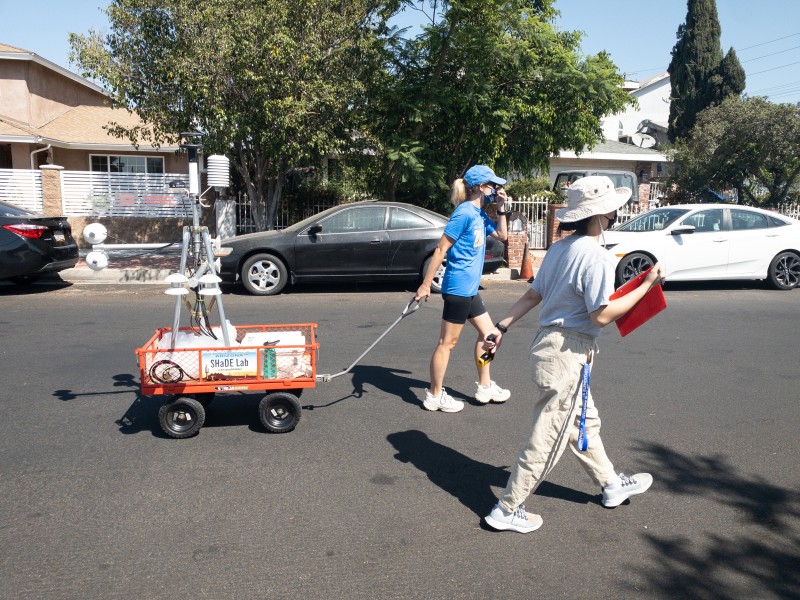 walking marty down the street